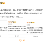 华为nova 14系列本月发布：超大杯麒麟9系芯片 Mate同款红枫镜头